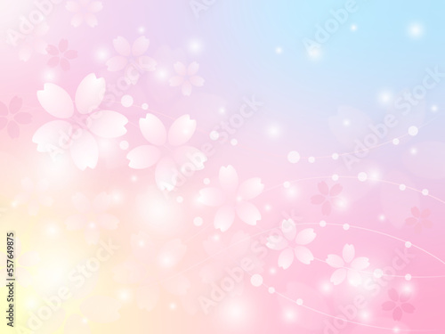 桜の花のカラフルな背景、やさしい輝き
