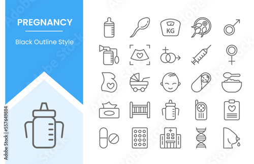 pregnancy icon set collection pack with outline or line style