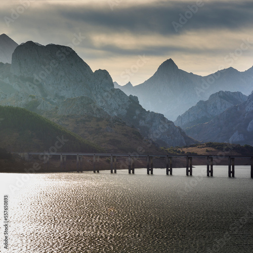 Cantabrian Mountains with artificial lake