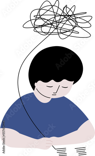 A human writing down his thoughts and feelings to understand stress more, mental health concept. flat vector illustration.	
