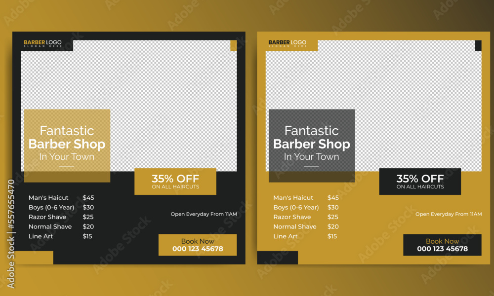 Professional Barber shop Social Media Post Template, Editable banner template fro social media Professional Barber shop Social Media Post Template, Editable banner template fro social media