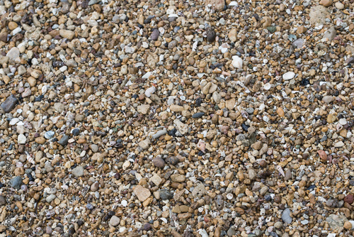 Smooth round pebbles on the beach in Bangkalan, Madura, Indonesia.