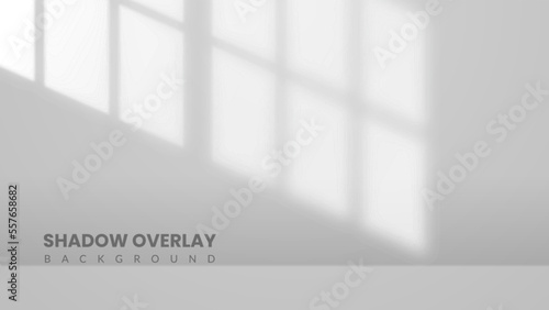 Realistic shadow overlay background. White room interior with sunlight coming through the window
