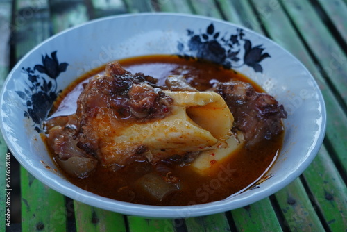Spicy Foot cow soup is the Indonesian food especially in Madura Island
