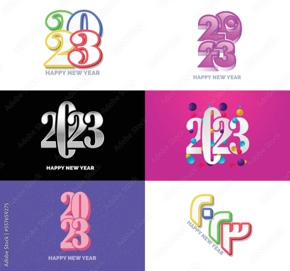 Big Set of 2023 Happy New Year logo text design. 2023 number design template. Vector New Year Illustration Big Set of 2023 Happy New Year logo text design. 2023 number design template. Vector New Year Illustration