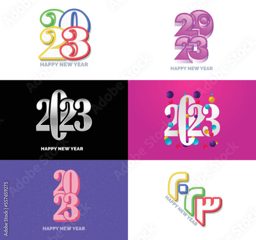 Big Set of 2023 Happy New Year logo text design. 2023 number design template. Vector New Year Illustration © Muhammad