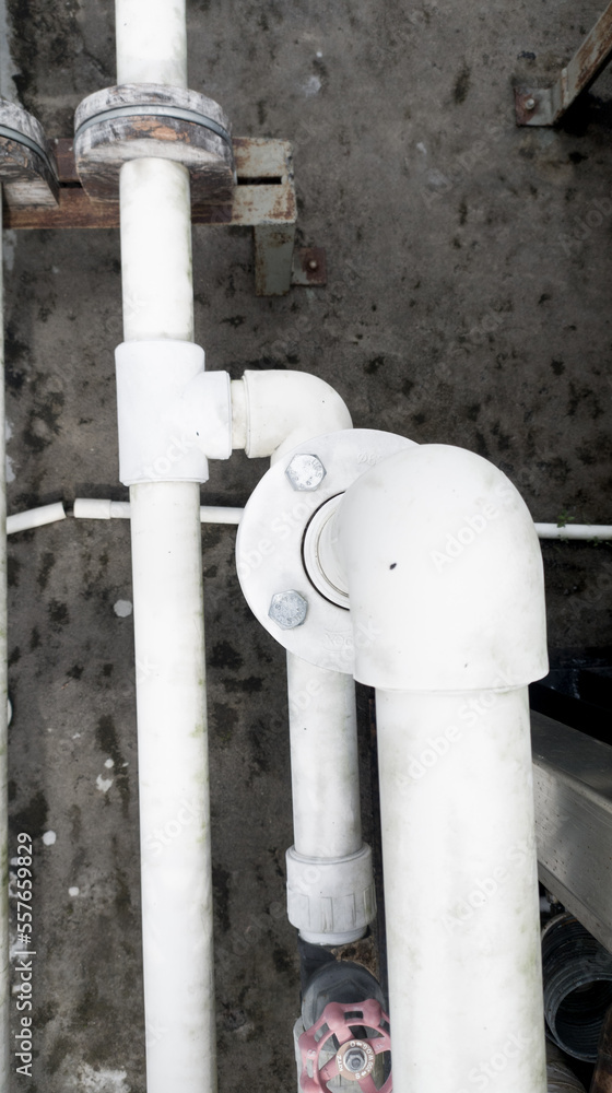 Installation of hot water piping lines in the chiller and boiler