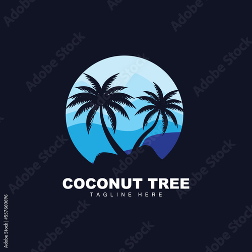 Coconut Tree Logo, Ocean Tree Vector, Design For Templates, Product Branding, Beach Tourism Object Logo