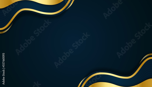 Luxury background abstract banner in dark blue and gold color with copy space