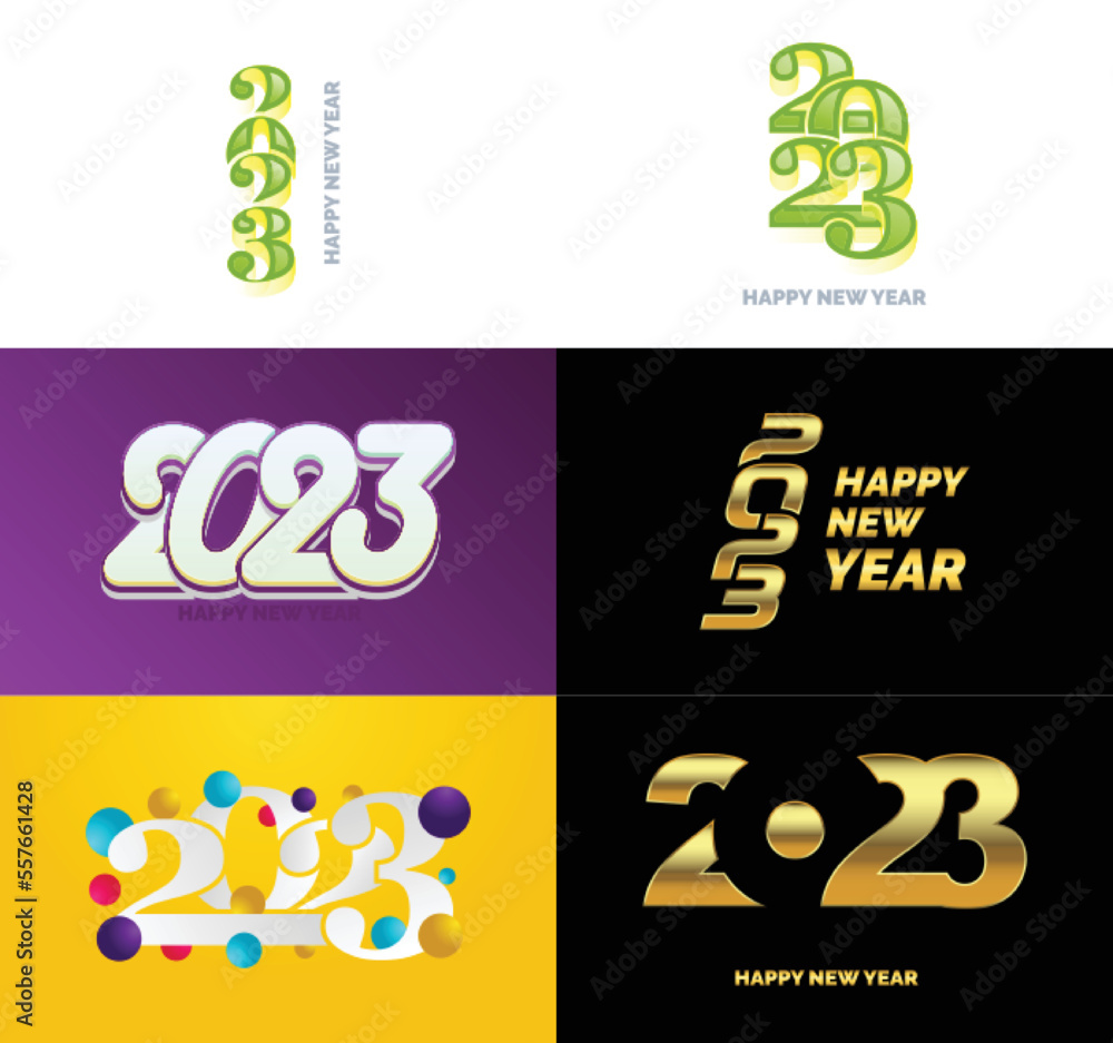 Big Collection of 2023 Happy New Year symbols. Cover of business diary for 2023 with wishes. Vector New Year Illustration Big Collection of 2023 Happy New Year symbols. Cover of business diary for 2023 with wishes. Vector New Year Illustration
