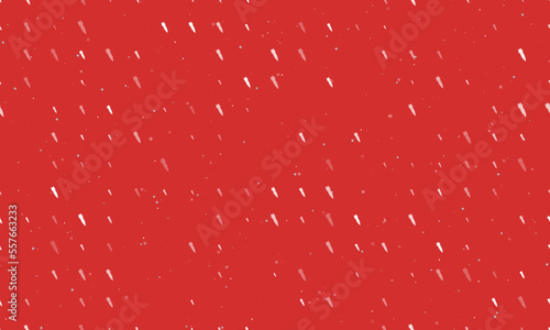 Seamless background pattern of evenly spaced white falling rocket symbols of different sizes and opacity. Vector illustration on red background with stars