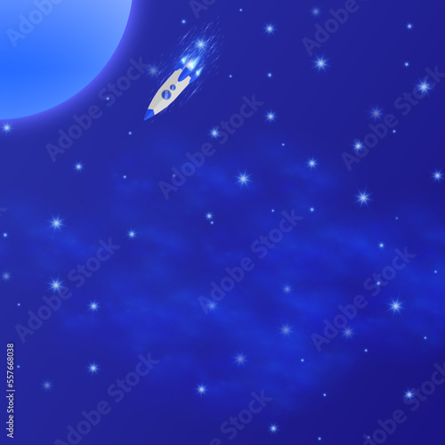 Fototapeta Naklejka Na Ścianę i Meble -  Night shining starry sky party background, blue space with stars