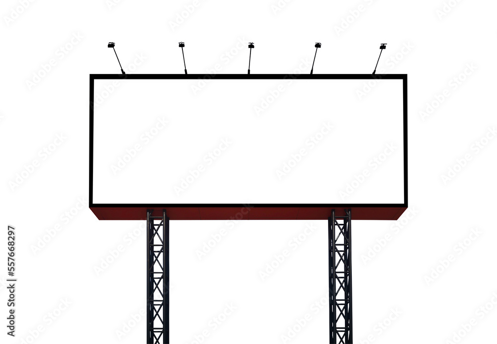 Billboard, Large blank billboard with empty screen on isolated white background, Copy space banner ready for your advertisement design. - obrazy, fototapety, plakaty 