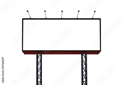 Billboard, Large blank billboard with empty screen on isolated white background, Copy space banner ready for your advertisement design.