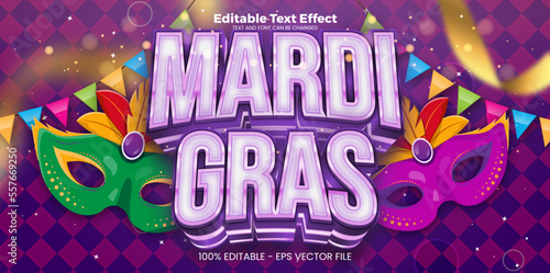 Fototapeta Mardi Gras editable text effect in modern trend style