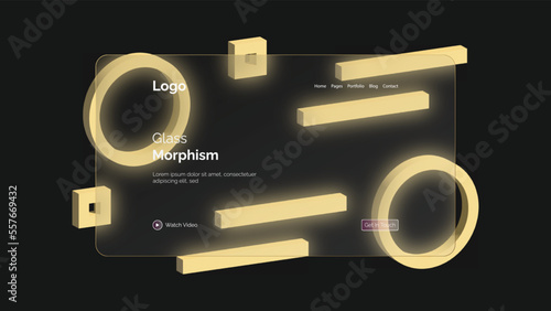 Colorful gradient background with glass morphism. vector template futuristic trendy design