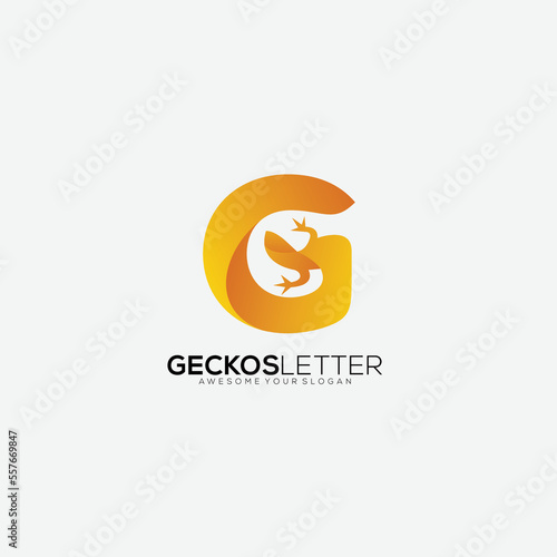 letter g with gecko design gradient color logo
