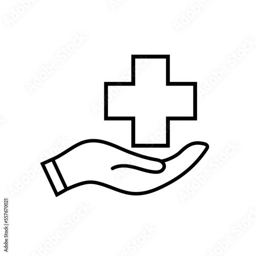 Hand holding "Plus". care  icon design.