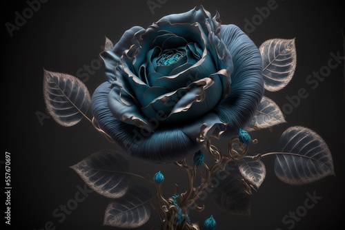 Blue rose closeup Generative AI