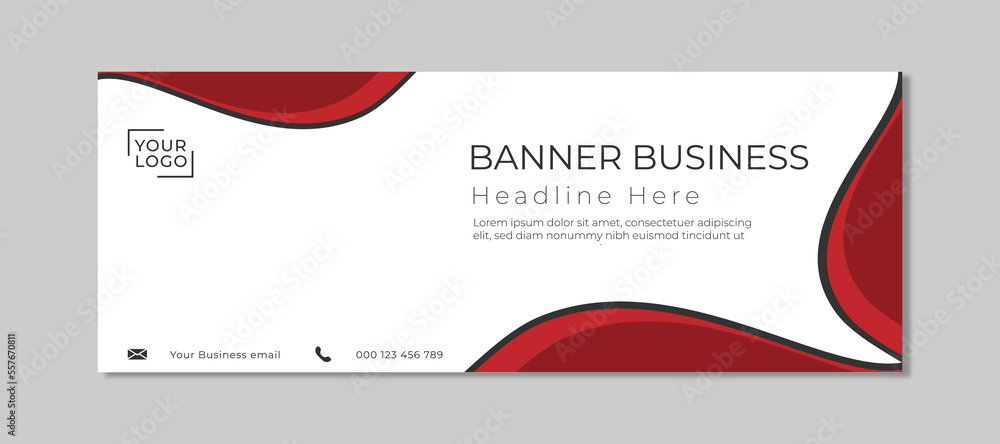 Abstract banner red wave and black line vector design