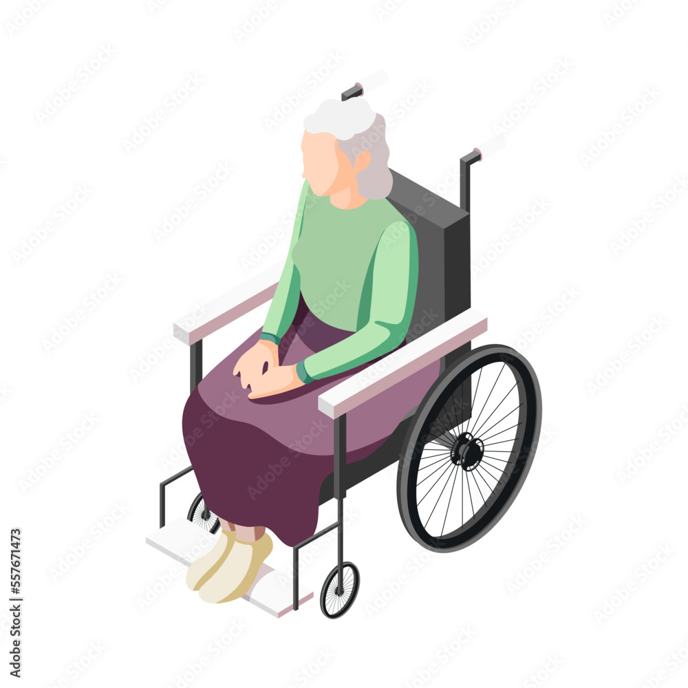 Isometric Elderly Woman Isometric Elderly Woman