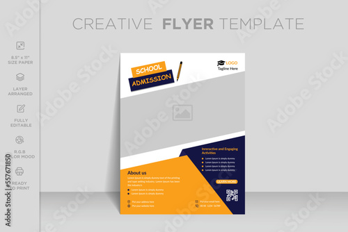 School admission web banner template. Back to school social media post template. Kids back to school education admission flyer layout template.