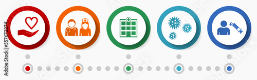 Medicine vector icon set, hospital concept flat design buttons, medical infographic template