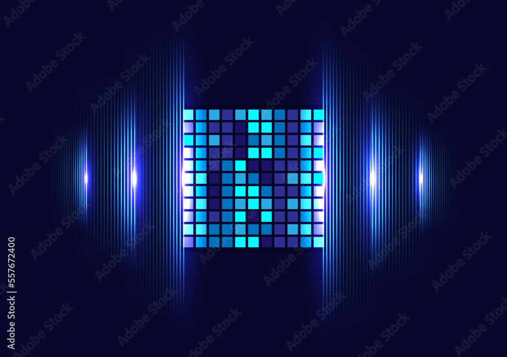 Futuristic digital sound wave amplifier. Abstract hologram technology