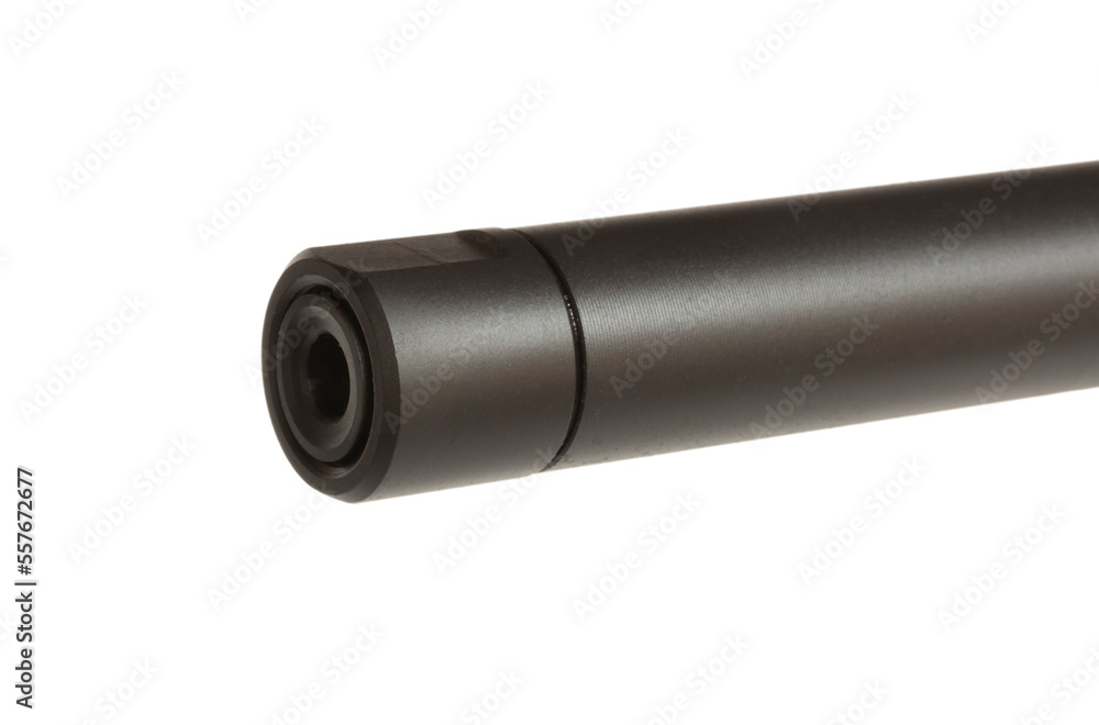Threaded rifle barrel with a thread protector on Threaded rifle barrel with a thread protector on