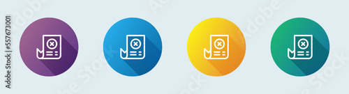 Failed transaction line icon in flat design style. Error signs vector illustration.