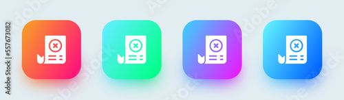 Failed transaction solid icon in square gradient colors. Error signs vector illustration.