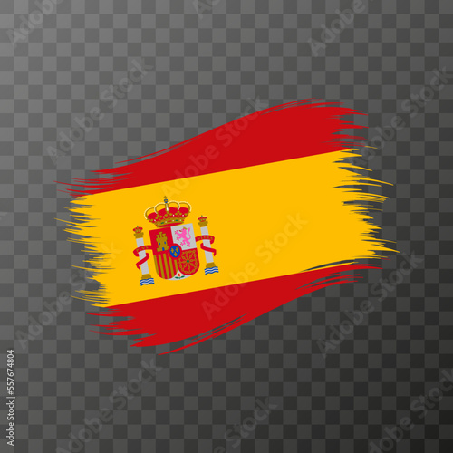 Spain national flag. Grunge brush stroke. Vector illustration on transparent background.