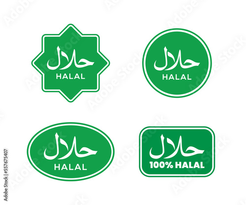 Halal food labels badge and logo design template
