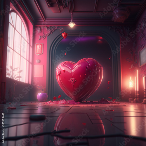 ai generated art of valentine day decoration design, banner, background, wallpaper HD, gift, template design