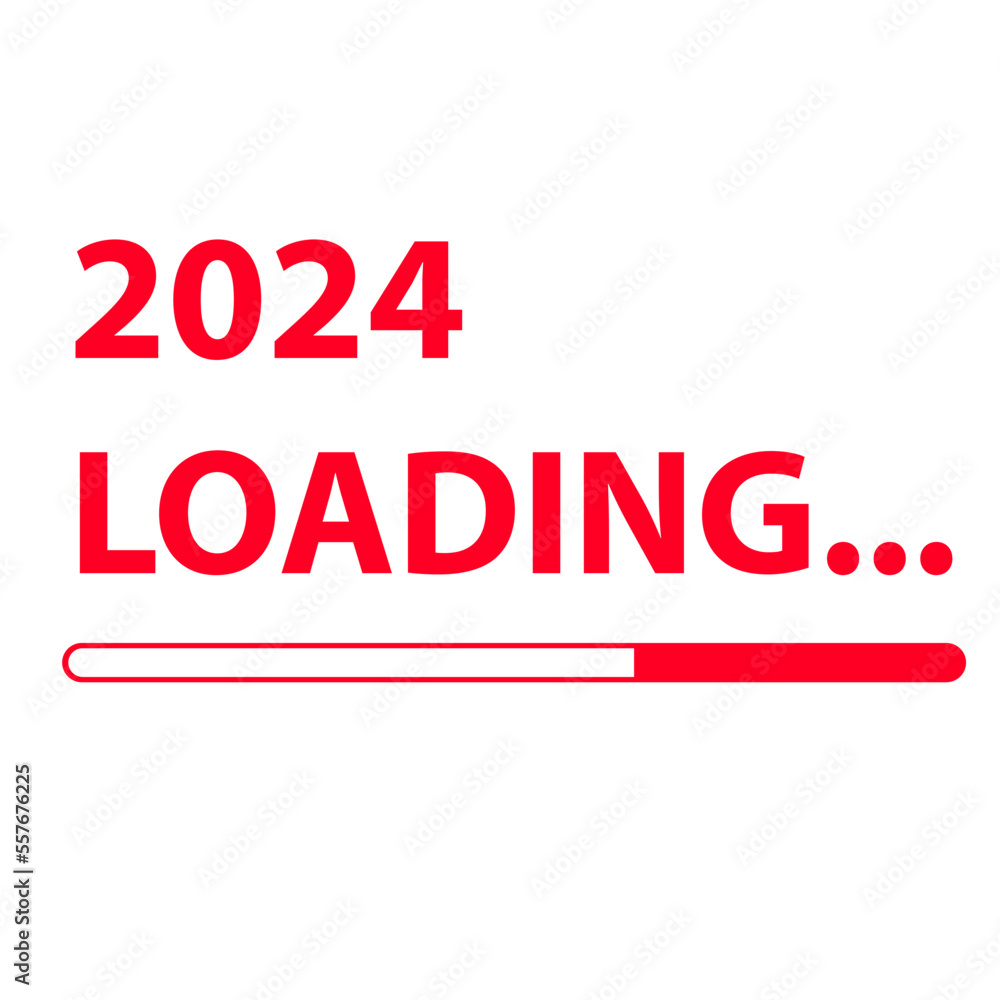 Loading bar for 2024 goal planning business concept, vector illustration for graphic design. new year concept idea. Loading bar for 2024 goal planning business concept, vector illustration for graphic design. new year concept idea.