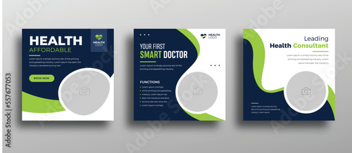 Medical healthcare service social media post design template. healthcare flyer Premium Vector