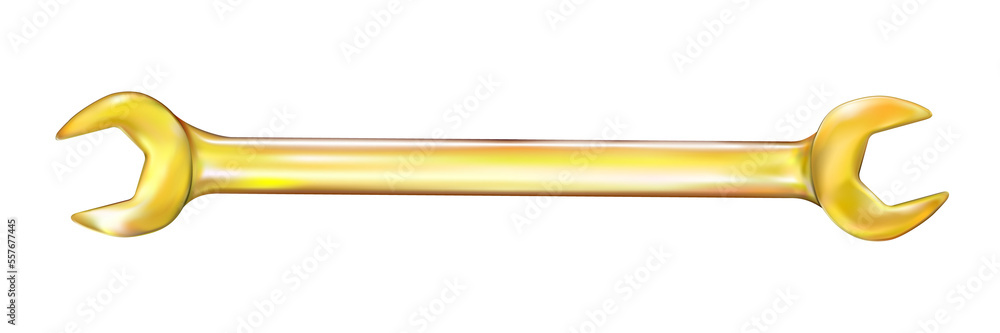 Realistic Gold hand wrench or spanner. png