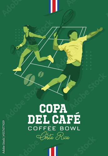 VECTORS. Editable banner for the "Copa del Cafe" or Coffee Bowl, a junior tennis tournament in Costa Rica that take place every year. International event, best junior players, january