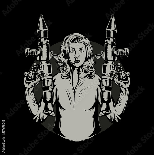 Woman in uniform with gun