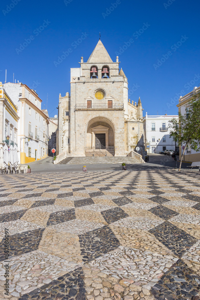 Pattern in stones in front of the cathedral of Elvas, Portugal