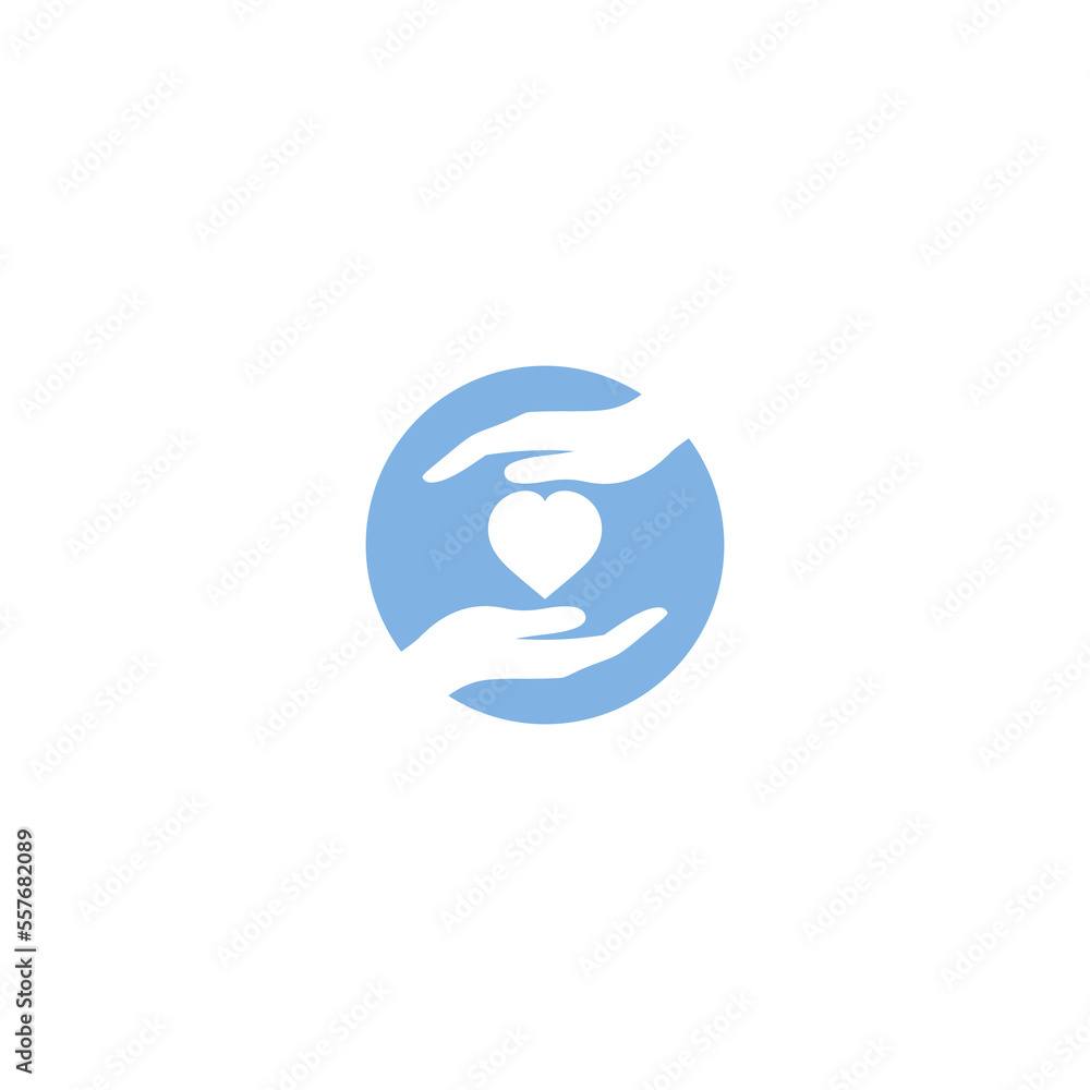 Charity icon. Heart in hand icon isolated on white background