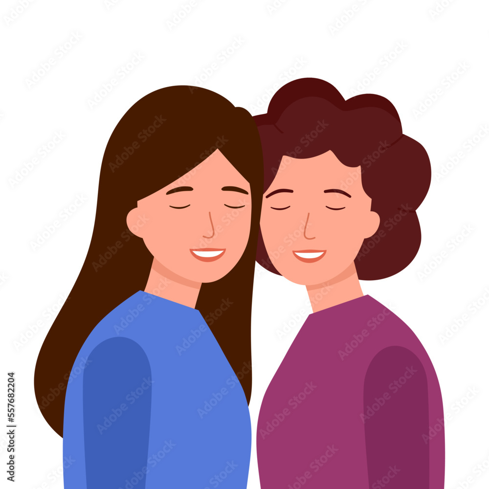 Mother and daughter in flat design on white background. Mother and daughter in flat design on white background.