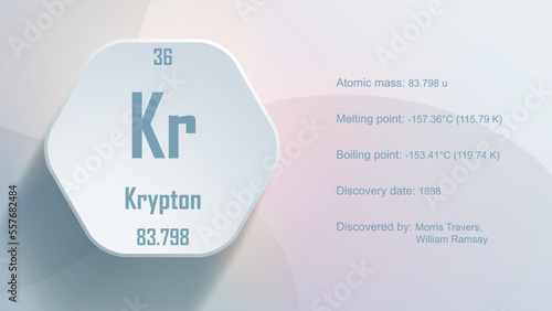 Modern periodic table element Krypton 3D Vector Illustration
