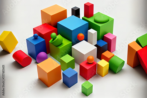 colorful building blocks on white photo