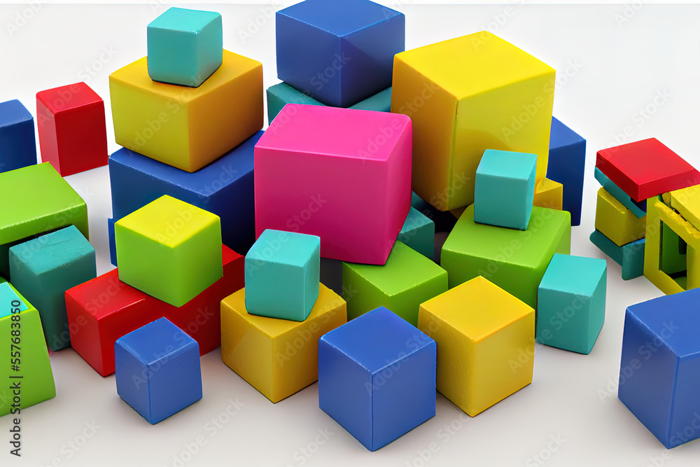 colorful building blocks on white colorful building blocks on white