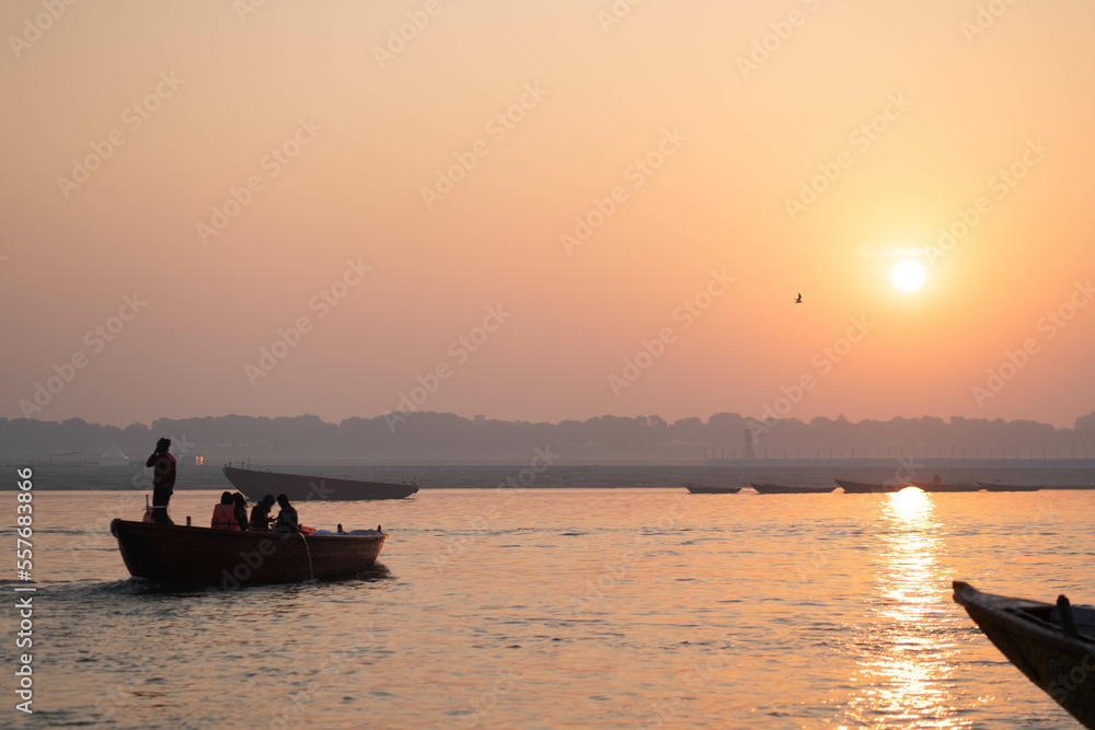 Sunset at Varanasi on the Ganges