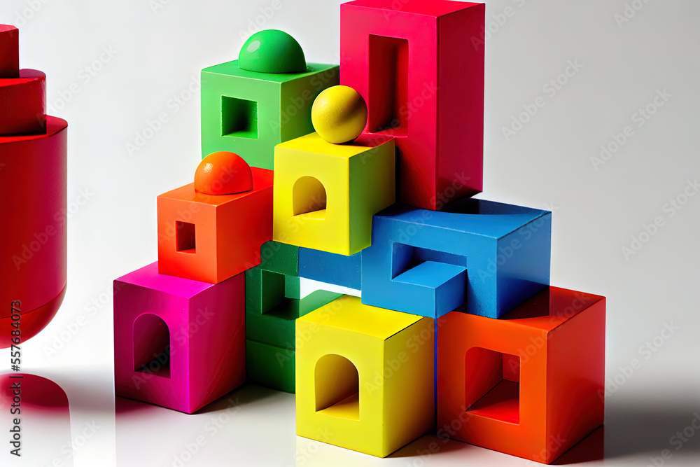 Fototapeta premium colorful building blocks on white