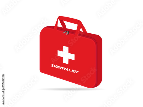 Medical kit or first aid kit isolated on white background. Vector illustration of survival kit