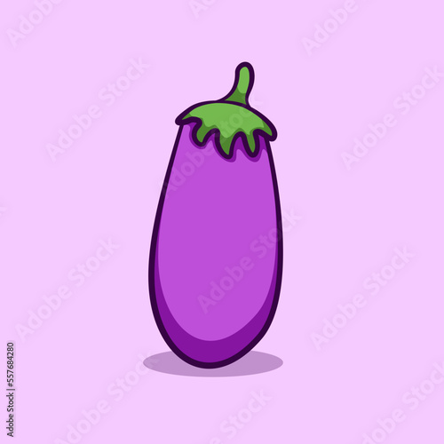 cute eggplant illustration in cartoon style on isolated background © Rozin