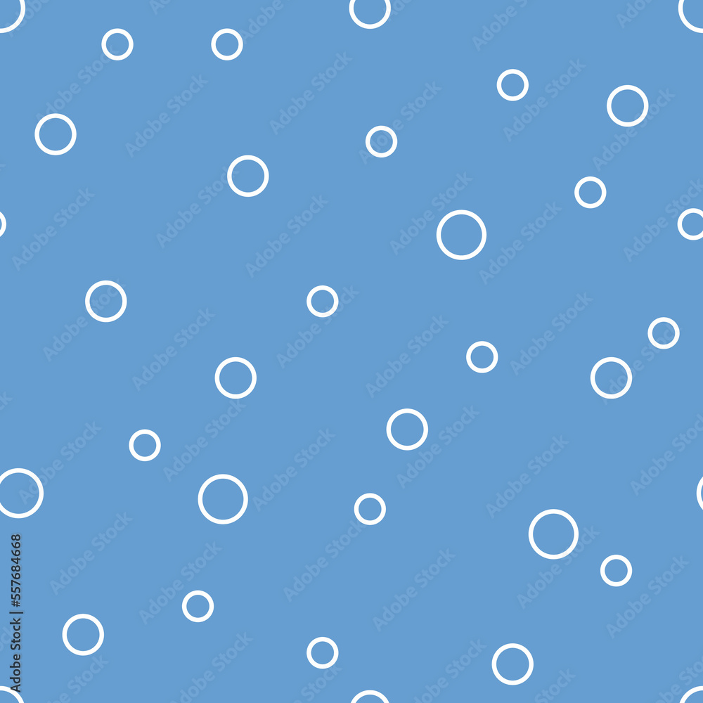 Vector marine seamless pattern with air bubbles. Blue background with bubbles in flat design. Underwater.
